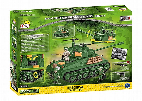 COBI Char Américain M4A3E8 Sherman Easy Eight – 745 Pièces – Maquette Bloc 1:35 – Dès 8 Ans