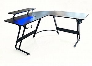שולחן גיימינג פינתי כולל תאורת לד+מחזיק כוס/משקה מובנה, LEVEL UP שולחן גיימינג פינתי כולל תאורת לד+מחזיק כוס/משקה מובנה, LEVEL UP