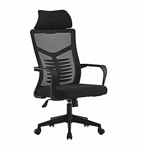 כיסא מנהלים ארגונומי ואלגנטי בגוון שחור, כולל משענת ראש מרופדת ומנגנון הגבהה/הנמכה כיסא מנהלים ארגונומי ואלגנטי בגוון שחור, כולל משענת ראש מרופדת ומנגנון הגבהה/הנמכה